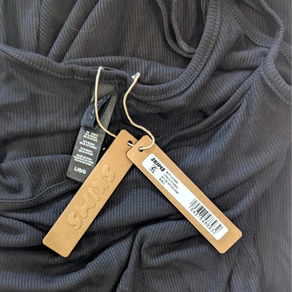 NWT SKIMS Soft Lounge Long Slip Dress Black Onyx Size L - Picture 6 of 6